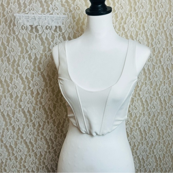 FOR LOVE & LEMONS NOMI CROP TOP IVORY, SZ. SMALL - Picture 3 of 8